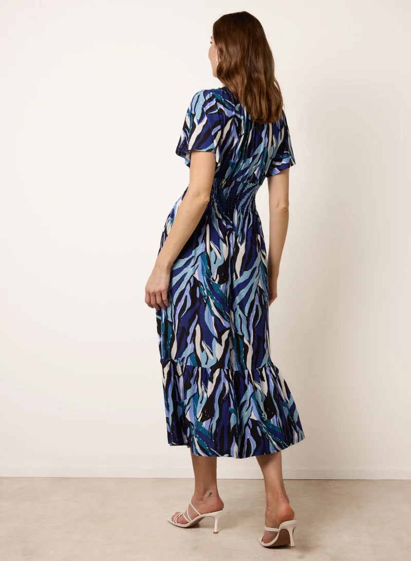 بلو فانيلا Ring Detail Printed Dress